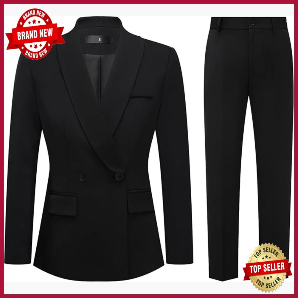 Women's 2-Piece Pant Suit Set Double Breasted Blazer With Pants Professional
